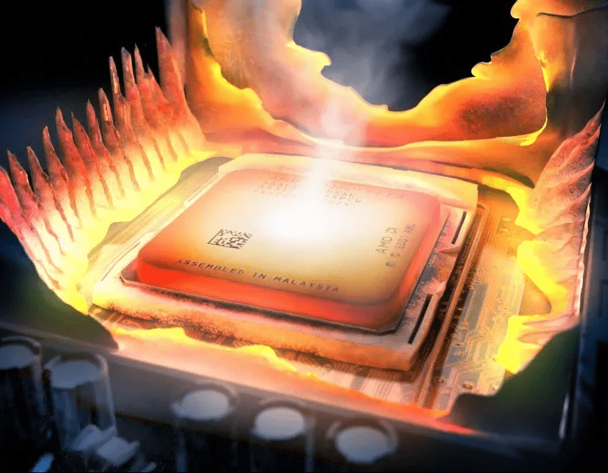 горящий процессор